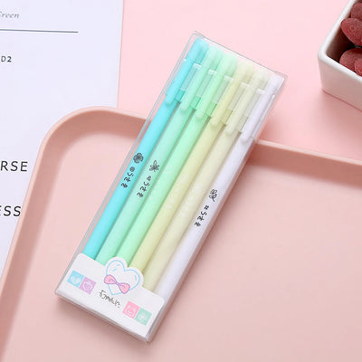 6Pcs/Set Cute Morandi Gel Pen Kawaii 0.5mm Black BallPen Office School Stationery Supplies Student Writing Water Pen Neutral Pen