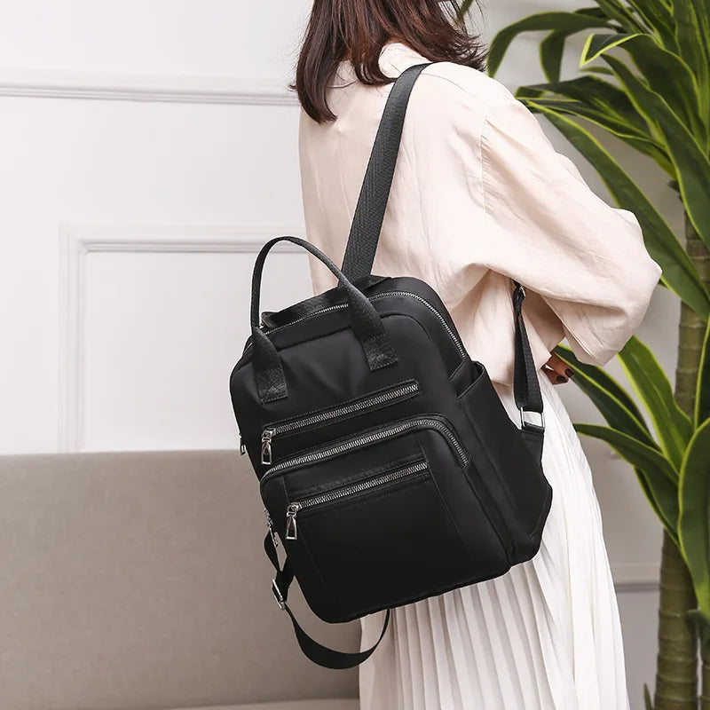 Women Backpack Travel Casual Waterproof Women's Shoulder Bags Female Large Capacity Oxford Rucksack Black Purse