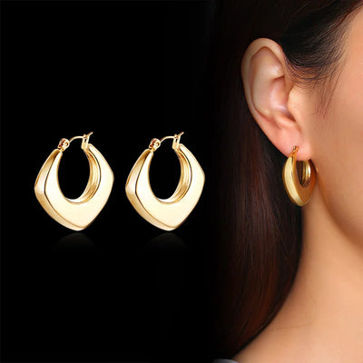 Fashion Square Geometric Hoop Earrings for Women, Chic Metal Stainless Steel Lady Earrings Bijoux Femme New Jewelry