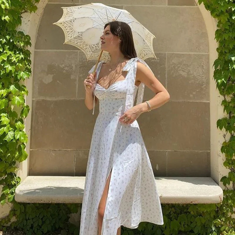 Josiaoprah Holiday floral dress lace up women's summer sundress A-line Spaghetti Strap dress Prairie chic ladies vestidos