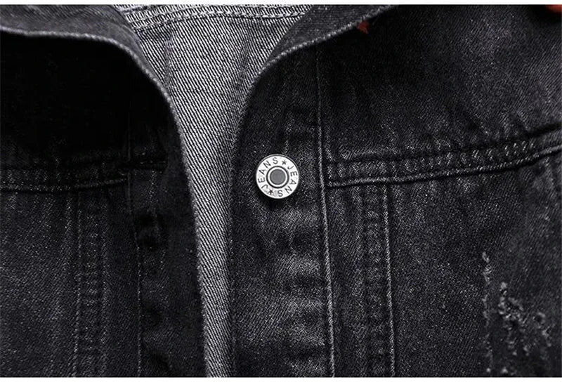 Blue Deconstructable Hooded Turn-down Collar Denim Jacket Women Loose Button Patchwork Outwear Jean Coat Female