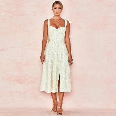 Josiaoprah Holiday floral dress lace up women's summer sundress A-line Spaghetti Strap dress Prairie chic ladies vestidos