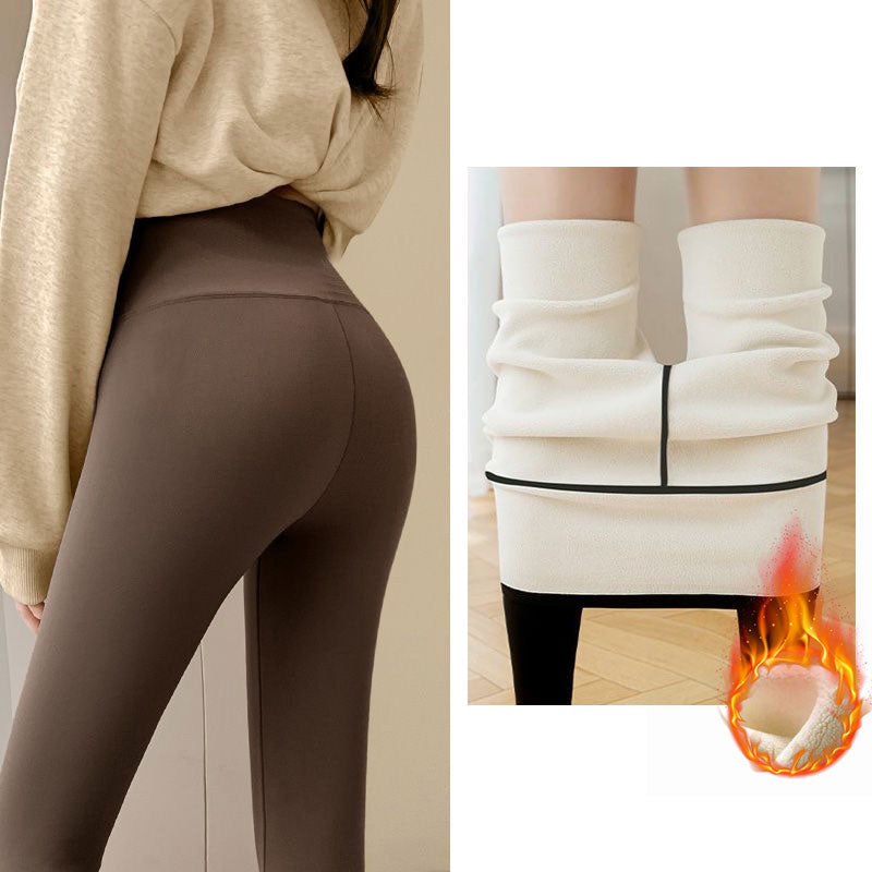 Autumn Winter High Waist Plus Velvet Shark Pants Women Seamless Fleece Warm Leggings Slim Casual Sports Fitness Yoga Leggings