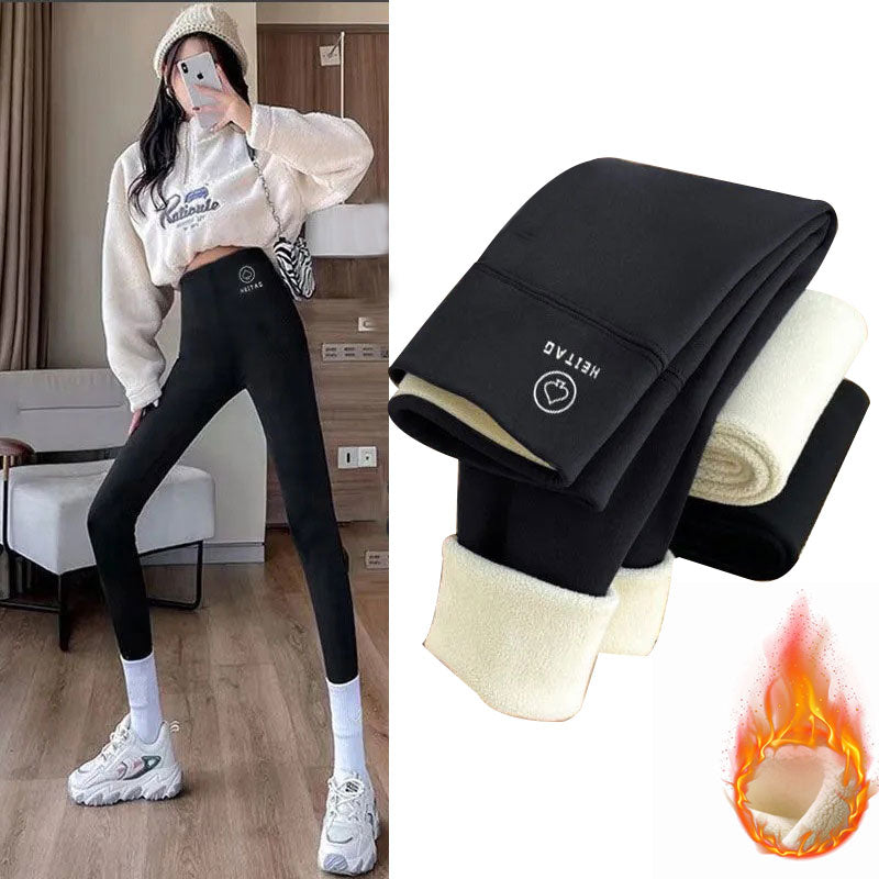 Autumn Winter High Waist Plus Velvet Shark Pants Women Seamless Fleece Warm Leggings Slim Casual Sports Fitness Yoga Leggings