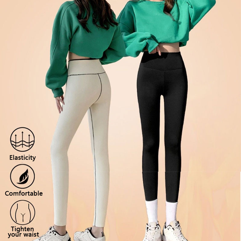 Autumn Winter High Waist Plus Velvet Shark Pants Women Seamless Fleece Warm Leggings Slim Casual Sports Fitness Yoga Leggings
