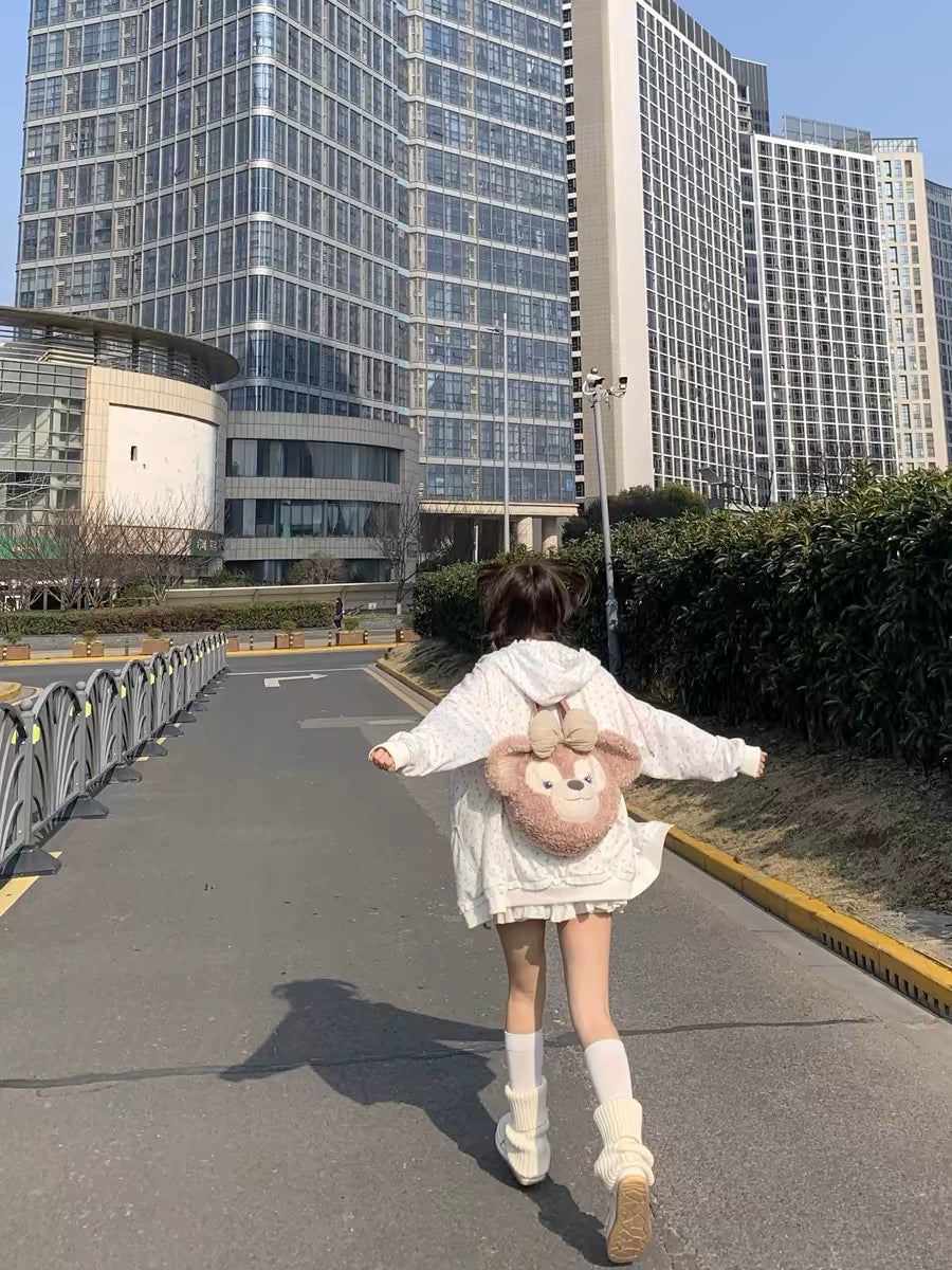 Sub-Culture Y2g Millennium Japanese Style Soft Girl Two-Dimensional Small Floral Cat Embroidered Hoodie Female Fall Winter Coat