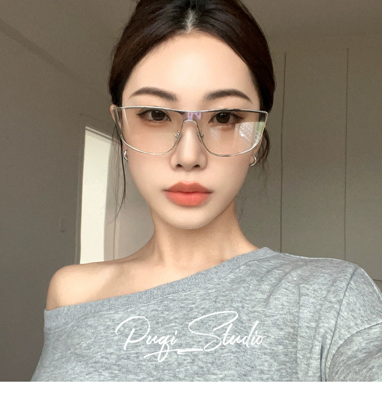 2024 New Autumn New One-Piece Windproof Goggles Y2g Cat Eye Retro Concave Shape Sunglasses Women's Fashionable