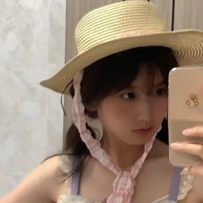 Female Summer Sweet Girl Outdoor Vacation Style Photo Straw Hat