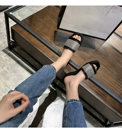 Summer Fashion Casual Flat Woven Tassel Sandals