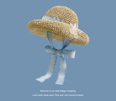 Korean Style Small Flower Women's Seaside Beach Bow Straw Hat