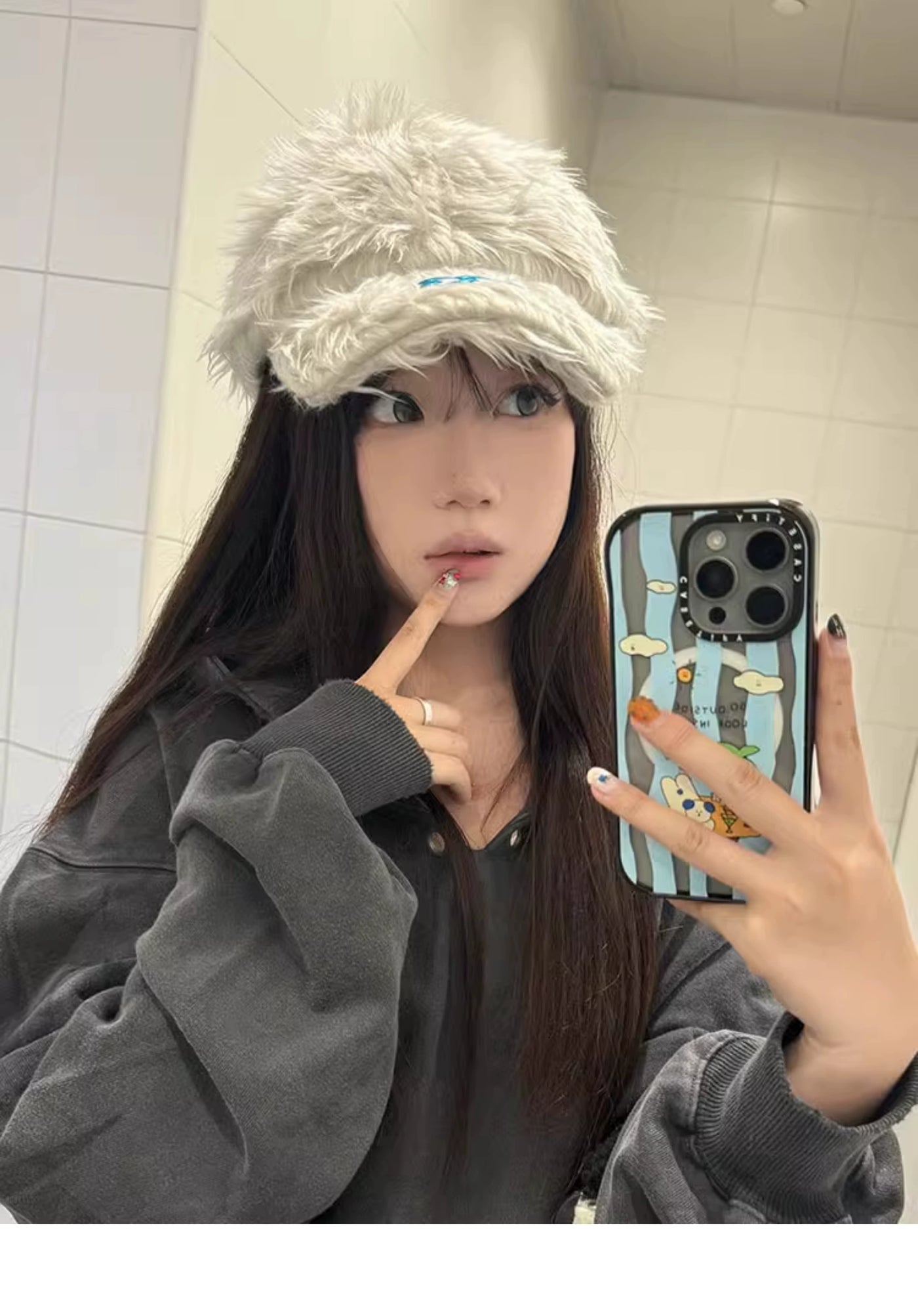 2024 K-style Ins Style 777 Color Embroider Plush Peaked Cap Female Street Baseball Cap Y2g Sexy Trendy