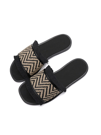 Summer Fashion Casual Flat Woven Tassel Sandals
