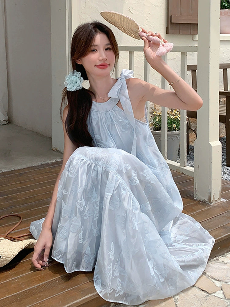 Lazy Vacation Style Dress Summer Elegant Halter