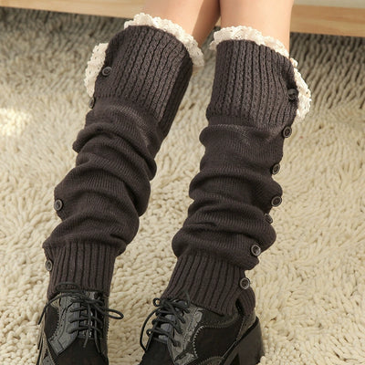 Women's Lolita Autumn Japanese-Style Wool Button Socks