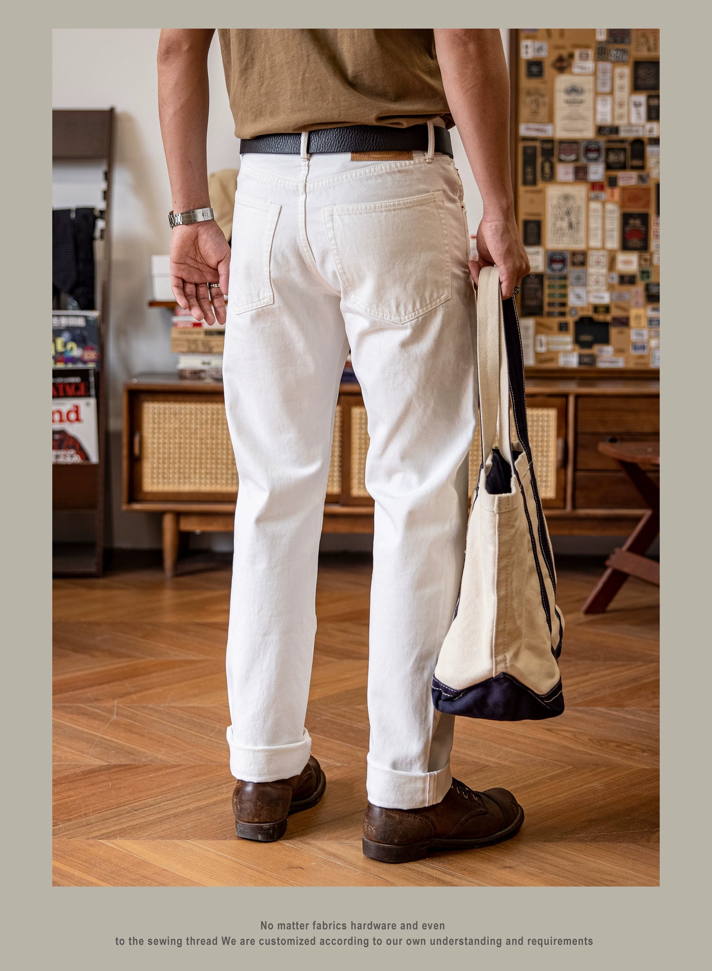 710-0003 Heavy Weight Indigo Selvage Washed 14oz Pants Sanforized Thick Raw Denim Jean Red Tornado