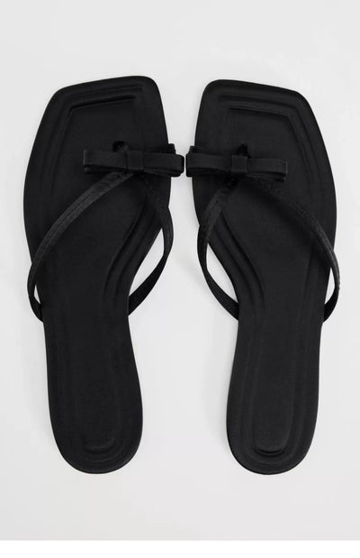 Flip Toe Flats Vacation Style Slippers Outwear Bows