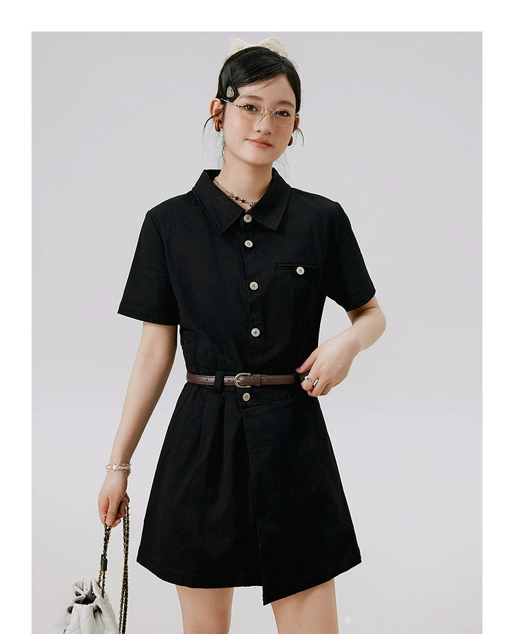 Li Xiaosan Loose-Fit Black Working Wear Dress Fake Two-Piece