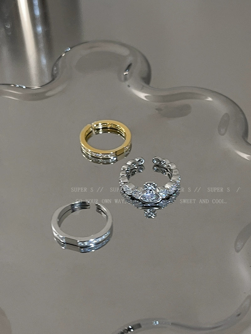 Super Flash Queen Mother Earth Planet Double-Layer Ring Female Twin Switchable Index Finger Ring Accessible Luxury Classy Simple Bracelet Couple's Ring