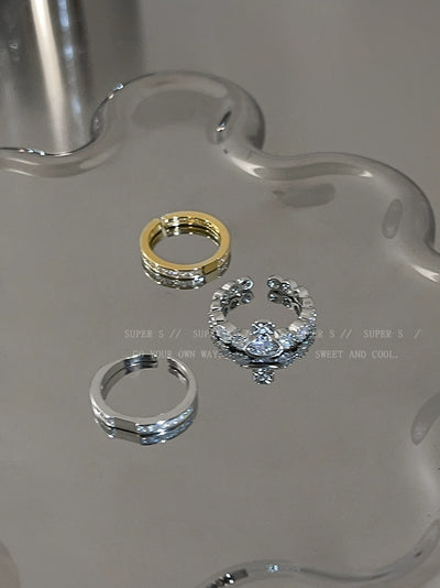 Super Flash Queen Mother Earth Planet Double-Layer Ring Female Twin Switchable Index Finger Ring Accessible Luxury Classy Simple Bracelet Couple's Ring
