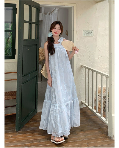 Lazy Vacation Style Dress Summer Elegant Halter