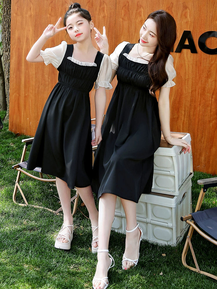 Classy Fried Street Parent-Child Clothes 2025 Summer New Skirt Seaside Holiday Girl Dress Mother-Daughter Matching Outfit Fashionable