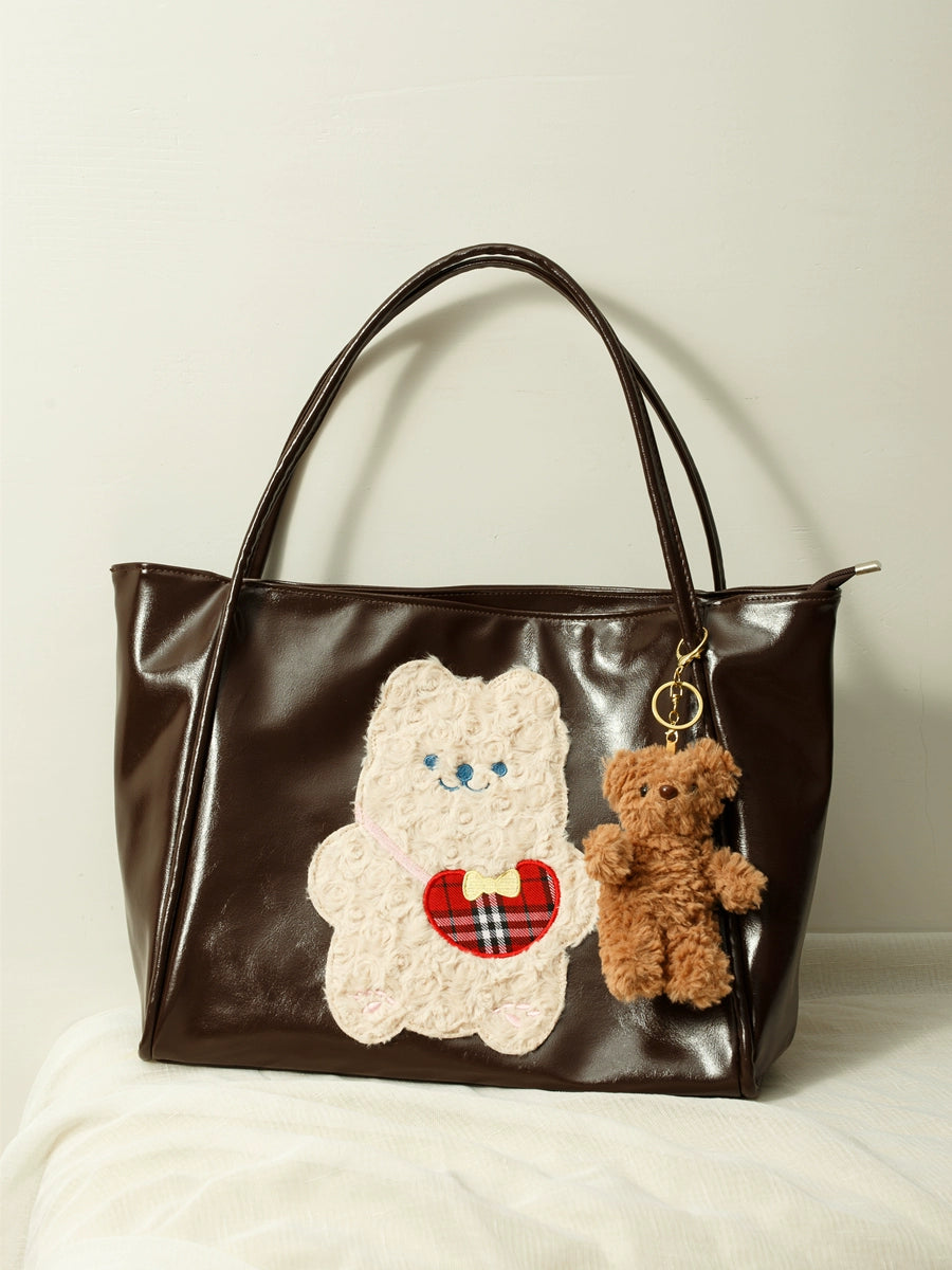 Cute Bear Tote Bag Female 2025 New Arrival Fall and Winter Large Capacity Shoulder Bag Slack Y2g Cute Commuter Bag