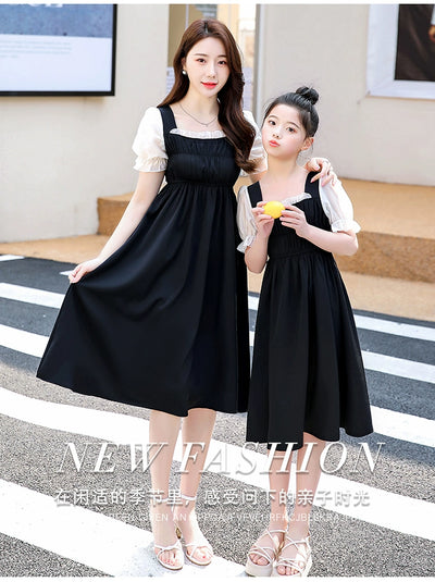 Classy Fried Street Parent-Child Clothes 2025 Summer New Skirt Seaside Holiday Girl Dress Mother-Daughter Matching Outfit Fashionable