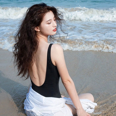 Hot Spring Classic Simple Open Back Outwear Photography Women's Swimsuit