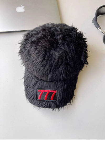 2024 K-style Ins Style 777 Color Embroider Plush Peaked Cap Female Street Baseball Cap Y2g Sexy Trendy