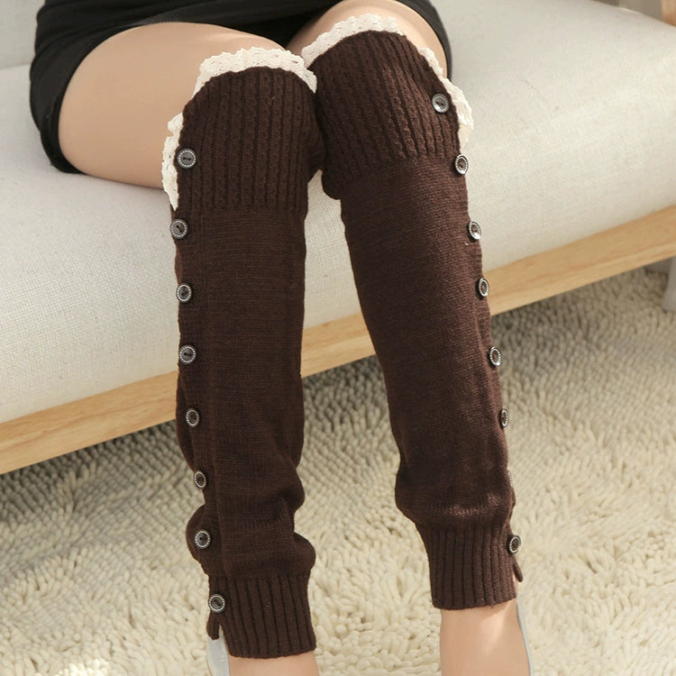 Women's Lolita Autumn Japanese-Style Wool Button Socks