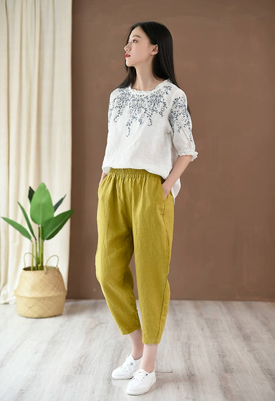 Artsy Loose and Simple Slimming Thin Holiday Capri Pants