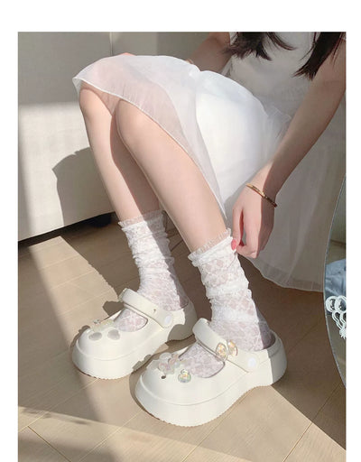 Thin Strip Sweet Rhinestone Mary Jane Sandals Fairy Style Fashion Summer Outwear Holiday Sandals Hole Shoes