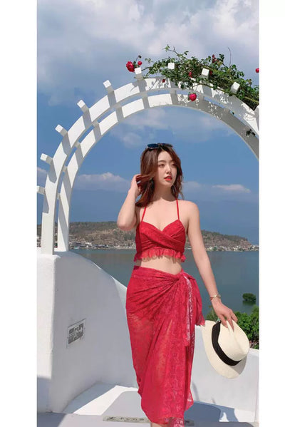 Women's Fashionable Two-Piece Strap Push-up Swimsuit for Seaside Vacations
