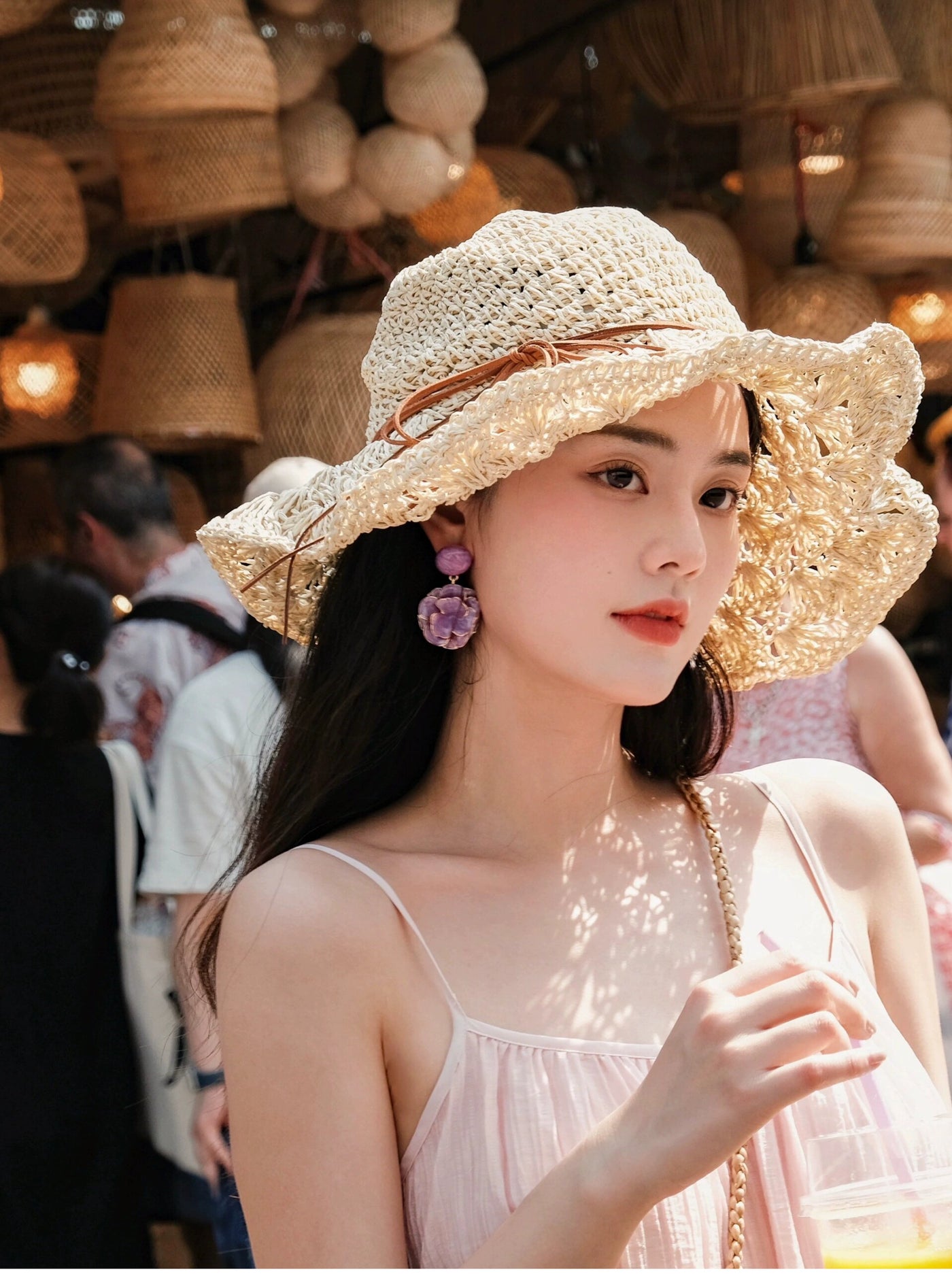 Women's Summer Outdoor Sunshade Foldable Bow Straw Hat