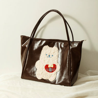 Cute Bear Tote Bag Female 2025 New Arrival Fall and Winter Large Capacity Shoulder Bag Slack Y2g Cute Commuter Bag