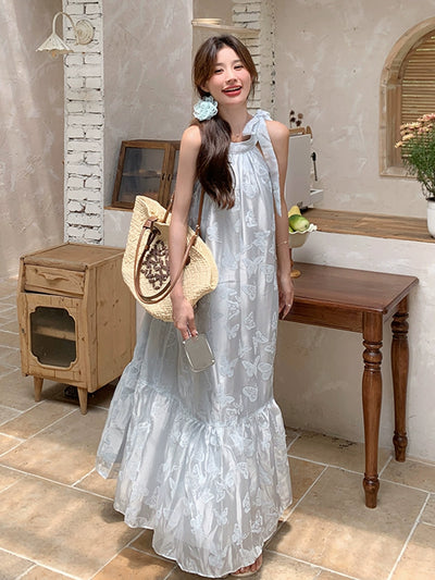 Lazy Vacation Style Dress Summer Elegant Halter