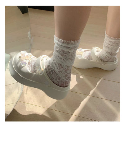 Thin Strip Sweet Rhinestone Mary Jane Sandals Fairy Style Fashion Summer Outwear Holiday Sandals Hole Shoes