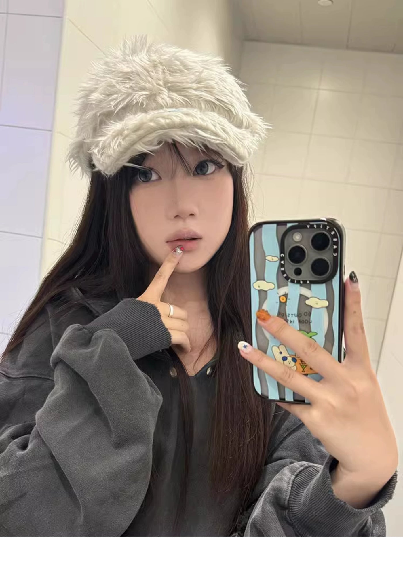 2024 K-style Ins Style 777 Color Embroider Plush Peaked Cap Female Street Baseball Cap Y2g Sexy Trendy