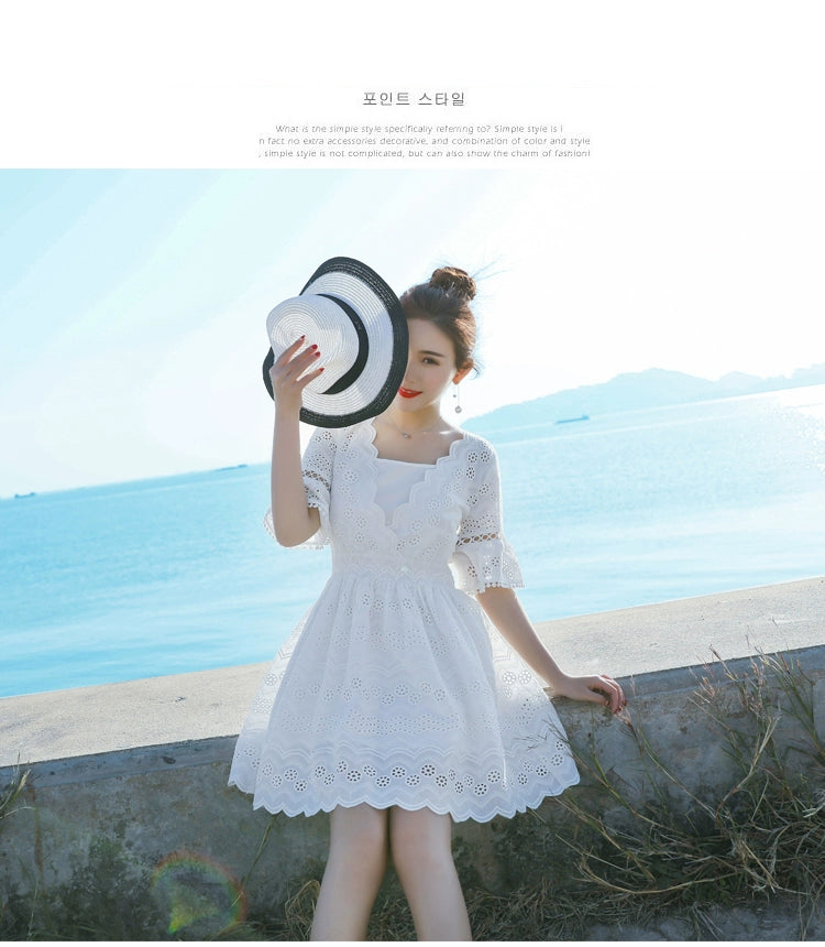 2023 Spring and Summer White Slimming Fresh Dress