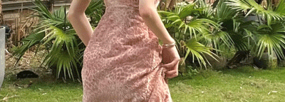 Beach Dress Women's Seaside Vacation Super Fairy French Pink Leopard Print Sling Dress Super Nice Unique Beautiful Dress