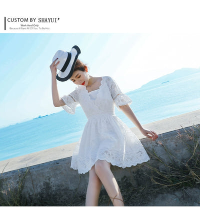 2023 Spring and Summer White Slimming Fresh Dress