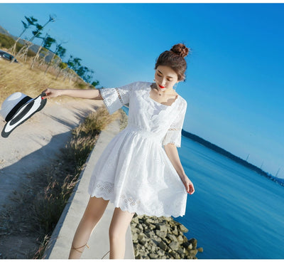 2023 Spring and Summer White Slimming Fresh Dress