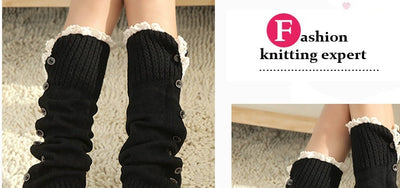 Women's Lolita Autumn Japanese-Style Wool Button Socks