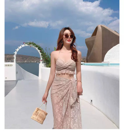 Women's Fashionable Two-Piece Strap Push-up Swimsuit for Seaside Vacations