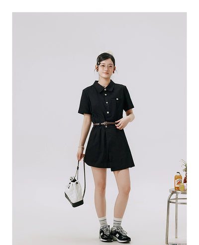 Li Xiaosan Loose-Fit Black Working Wear Dress Fake Two-Piece