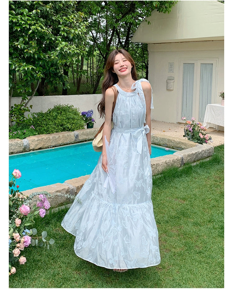 Lazy Vacation Style Dress Summer Elegant Halter