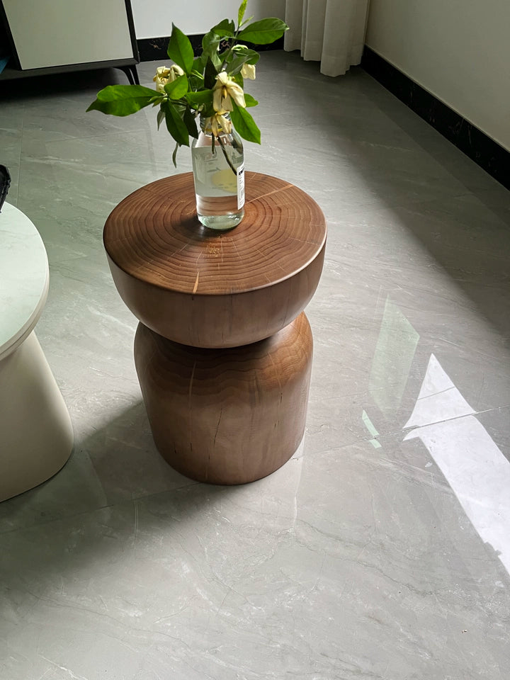 Solid Wood Stump Stool Rustic Wooden Pier Side Table Nordic Round Log Seat Boho Home Decor Accent Creative Living Room Footrest