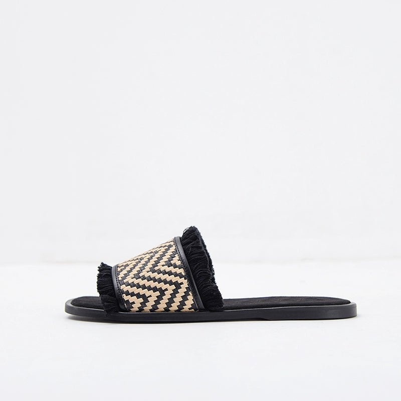 Summer Fashion Casual Flat Woven Tassel Sandals