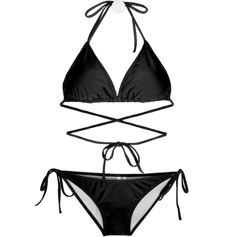 Fashion Ins Swimsuit Women's Summer Vacation Small Size Sexy Three-Point Bikini Separates Shoelace Strap Hot Spring Swimsuit
