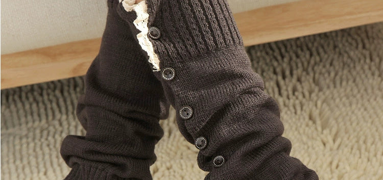Women's Lolita Autumn Japanese-Style Wool Button Socks
